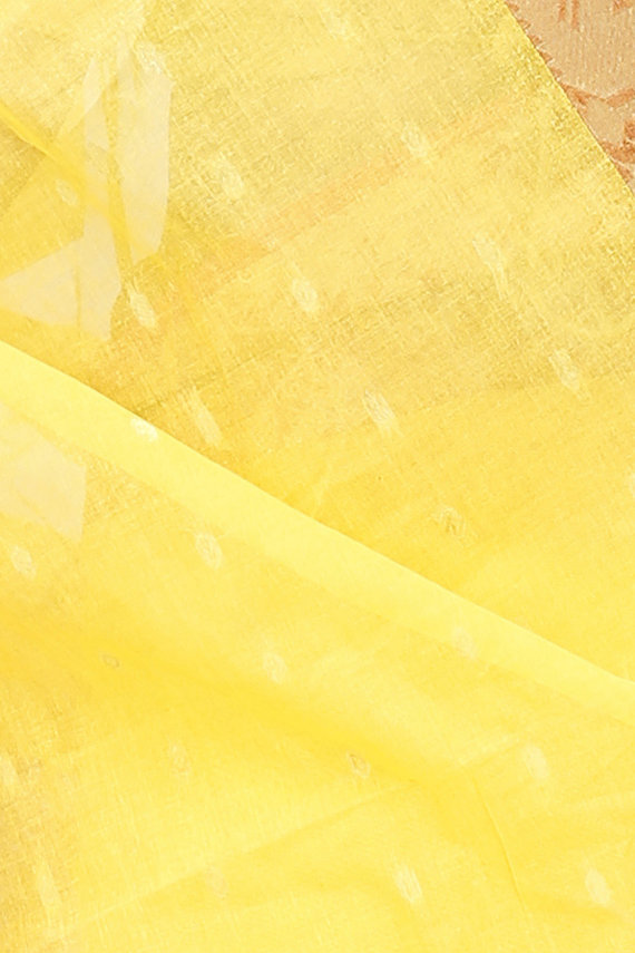 Yellow Pure Cotton Gopa Tant Saree (928)